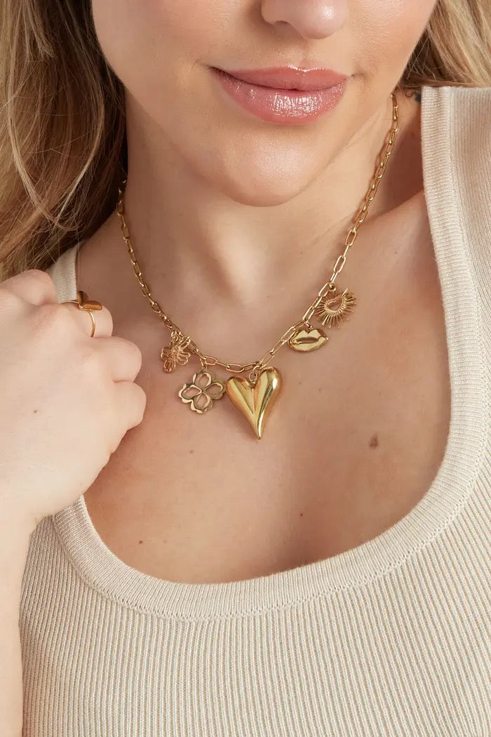 Love language charm ketting - gold