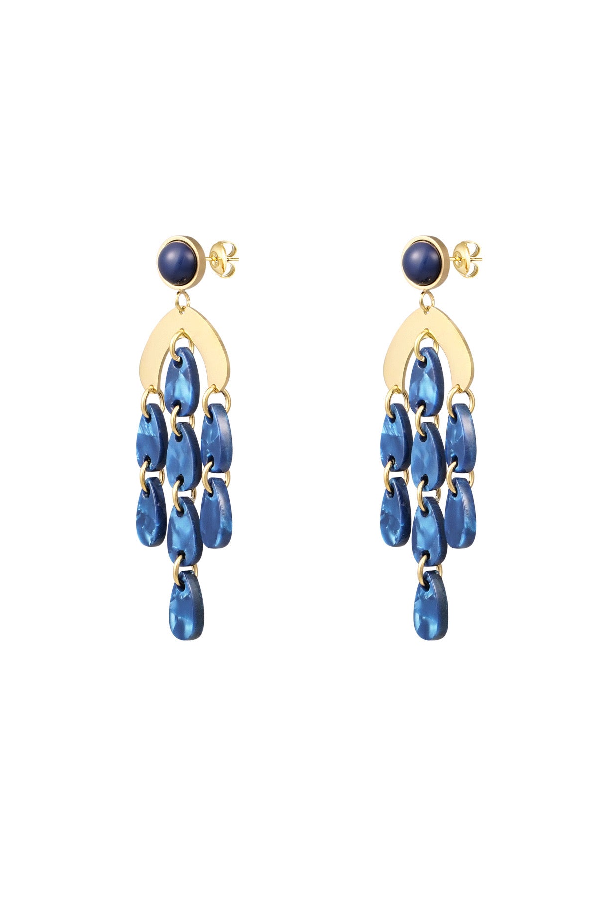 Coins oorbellen blauw