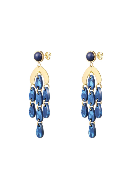 Coins oorbellen blauw